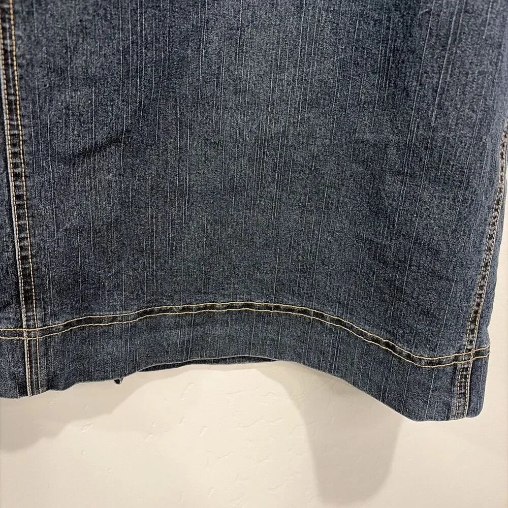 VTG Y2K SWAK Jeans Denim Maxi Skirt Womens 20 Dark Wash Utility Cargo Long